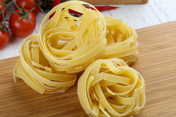 Raw fettuccine pasta