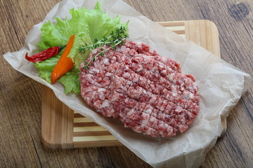 Raw burger cutlet