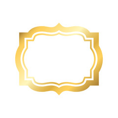 Gold frame. Beautiful simple golden design. Vintage style decorative border, isolated on white background. Deco elegant art object. Empty copy space for decoration, photo, banner. Vector illustration.