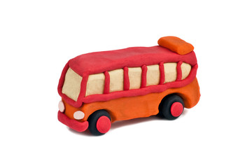 plasticine bus isolated on white background