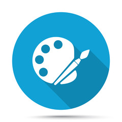 White Palette icon on blue button isolated on white