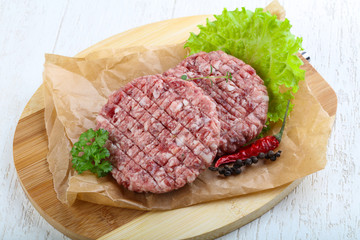 Raw burger cutlet