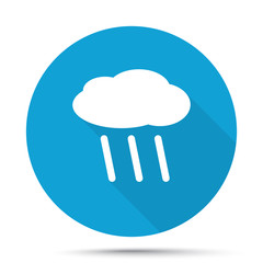 White Rain icon on blue button isolated on white