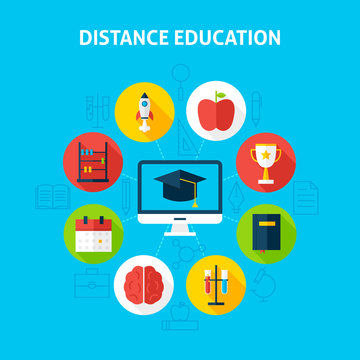 Distance Education Infographic Concept