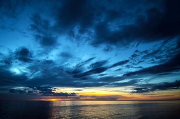 A dynamic sky sunset over the Southern Ocean