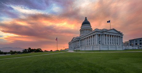 Sunset at the Utah State Capitol building on Capitol Hill in Salt Lake City