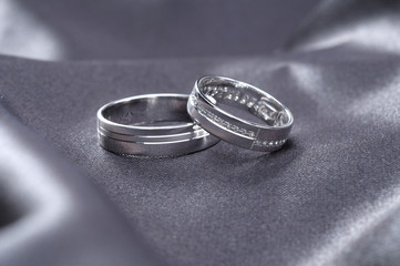 Wedding rings on silk