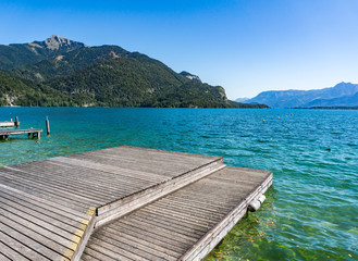 Wolfgangsee lake from St.Gilgen see Schafberg mountain, Austria