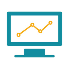 computer chart statistic icon flat color on white background