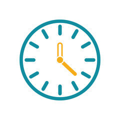 clock  icon flat color on white background