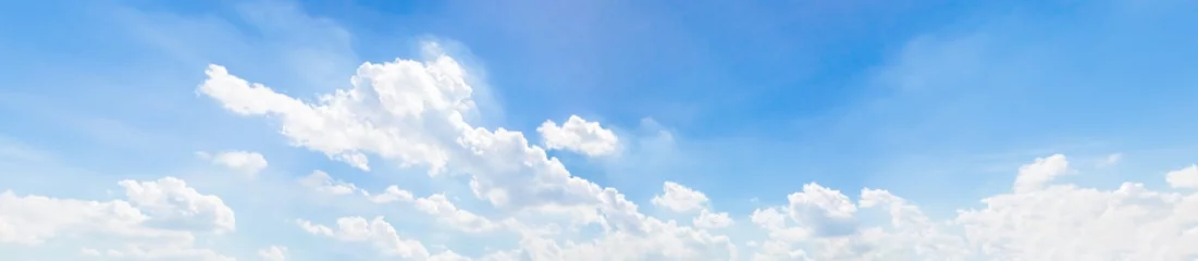 Papier Peint photo Lavable Ciel Beautiful of blue sky and group of cloud. White cloud and blue sky. Blue sky background.Beautiful blue sky and white cloud represent the sky and cloud concept related idea. - Panorama Effect