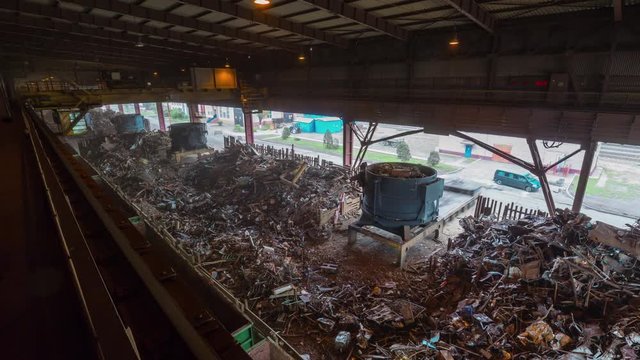 scrap-metal  factory work machine recast storage 4k time lapse belarus
