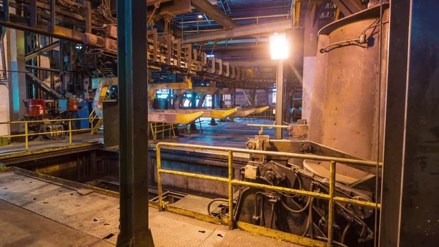 metal factory illumination working hall panorama 4k time lapse belarus
