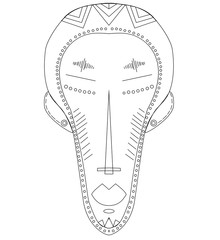 Vector african uncolored mask. Can be used as adult coloring book.