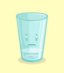Empty glass of water. Vector flat cartoon illustration