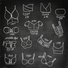 Set of different epoch bras