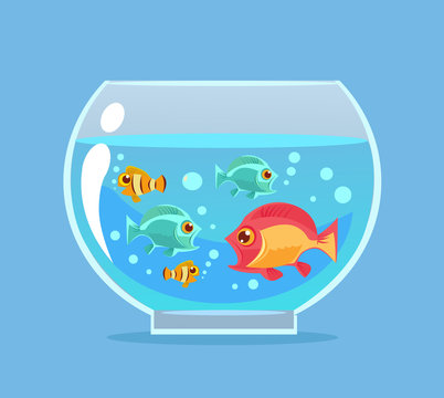 Aquarium fish. Vector flat cartoon illustration