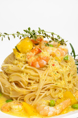 Spaghetti mit Shrimps