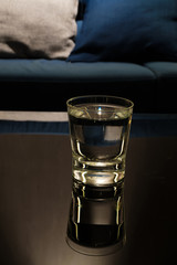 Water in glass.