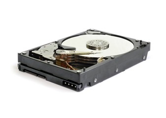 Inside of internal Harddrive HDD isolated on white background