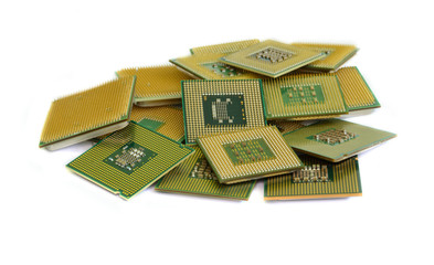 Close up of many different cpu processors