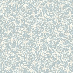 Seamless background of light beige and blue color in the style of Damascus - 114358297
