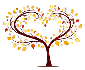 Autumn tree on white background