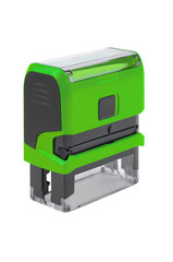 Hand rectangular automatic stamp, matte green.