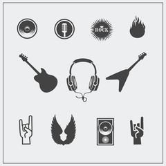 Vector illustration icons set of Rock'n'Roll.