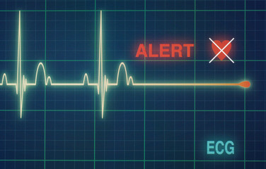 Heart beats cardiogram on the monitor.