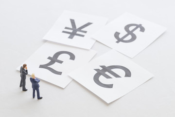 Businessmen thinking about exchange