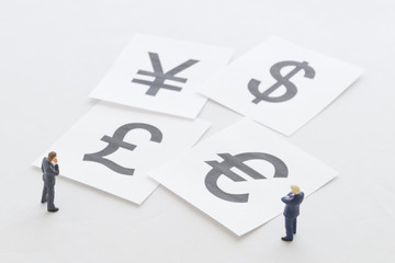 Businessmen thinking about exchange