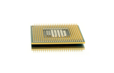 CPU on a white background; Computer processor - the computer's brain.