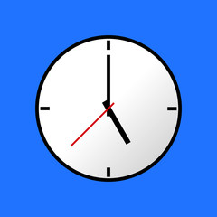 Clock icon, Vector illustration, flat design. Easy to use and edit. EPS10. Blue background.