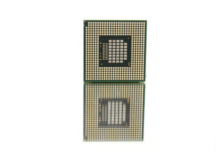 CPU on a white background; Computer processor - the computer's brain.
