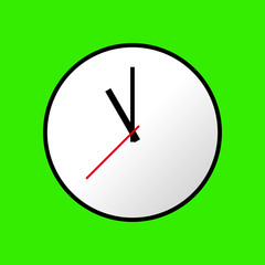 Clock icon, Vector illustration, flat design. Easy to use and edit. EPS10. Green background.
