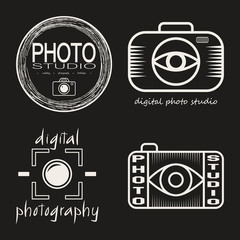 Vector collection of photo studio logo templates. Photo cam premade logotypes. Photography vintage and modern badges, labels and icons.