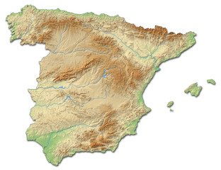 Relief map of Spain