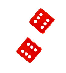 Two red dices isolated on a white background