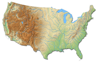 Relief map of United States
