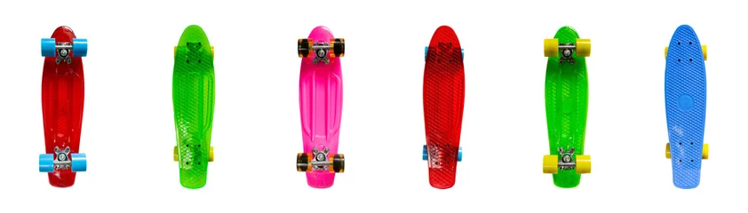 Afwasbaar fotobehang Colorful plastic skateboards isolated  © Scvos