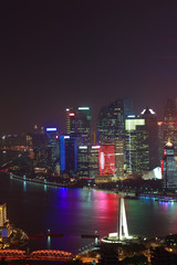 Fototapeta na wymiar Aerial photography at Shanghai bund Skyline of night scene