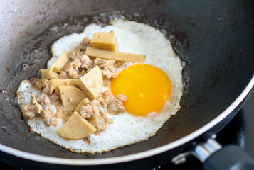 Breakfast. Fried eggs and  close up