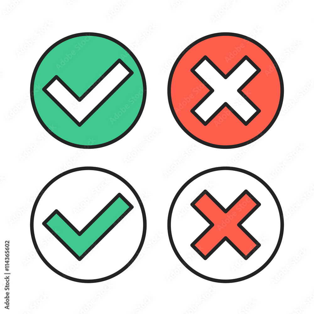 Poster vector thin line check marks icons set for web and mobile apps. premium quality. modern outline flat