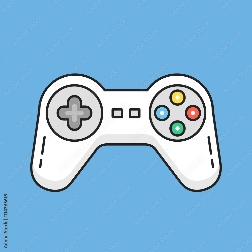 Poster thin line gamepad icon. white game controller icon. modern clean flat design graphic element. vector