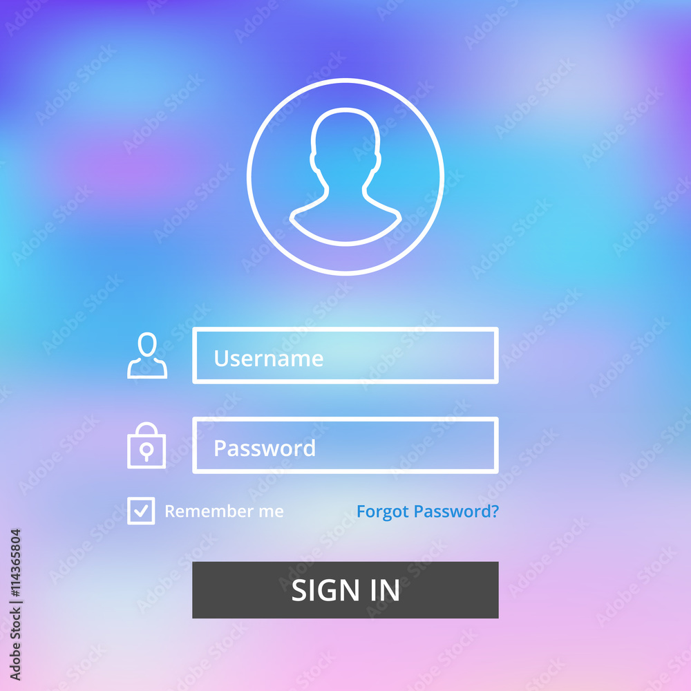 Poster modern thin line login form ui elements set. minimalistic concept. creative flat design graphic elem