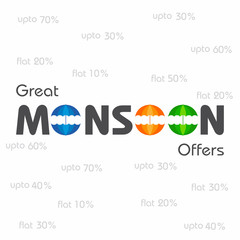 Big Monsoon sale banner for different discounts stock vector