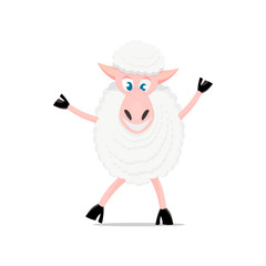 Cartoon sheep cute pose and emotion.