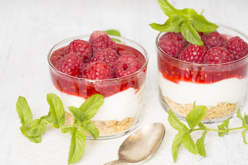 Cheesecake with raspberries