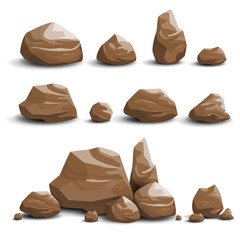 Vector Illustration of Cartoon Game Art Rocks and Stones
